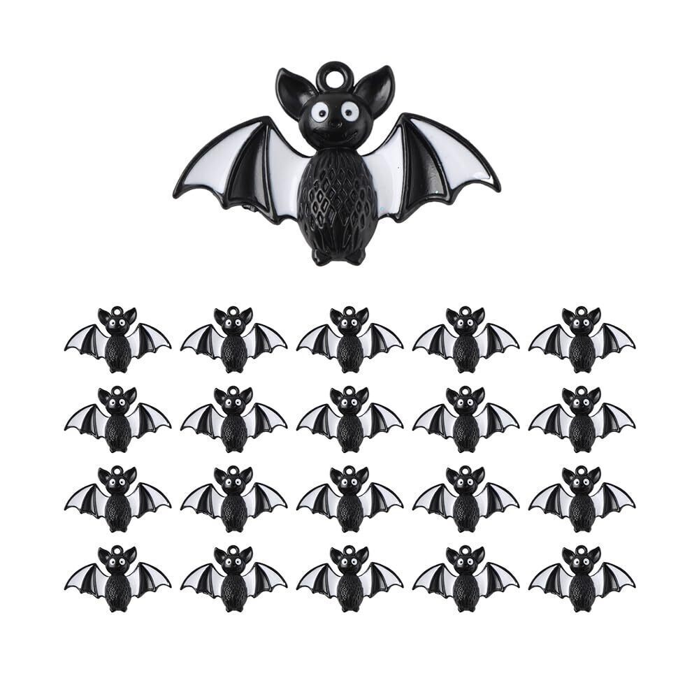 1455 20Pcs Enamel Bat Charm Pendants Cute Bat Design Pendants for DIY